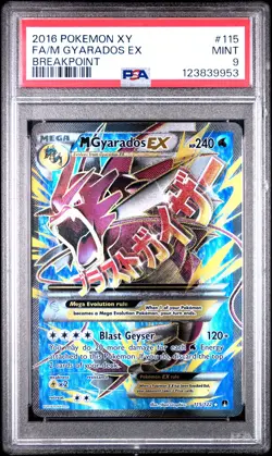 2016 POKEMON XY BREAKPOINT #115 FULL ART/M GYARADOS EX PSA 9 - Image 1