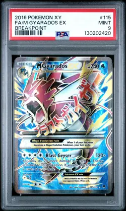 2016 POKEMON XY BREAKPOINT #115 FULL ART/M GYARADOS EX PSA 9 - Image 1