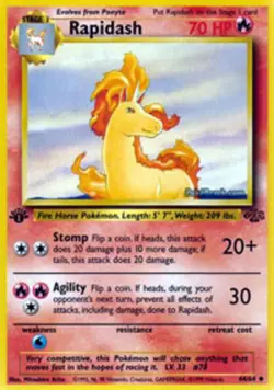 1x Rapidash - 44/64 - Uncommon - 1st Edition Damaged Pokemon G1 - Jungle - 1st E - Image 1