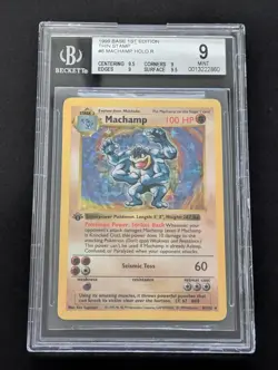 BGS 9 MINT Machamp 8/102 1st Edition Shadowless Base Set Holo 1999 Pokemon Card - Image 1