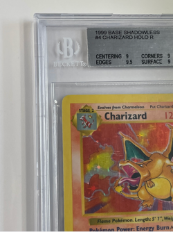 1999 Pokemon Base Set Shadowless Charizard Holo Rare #4/102 BGS 9 Plus - Image 3