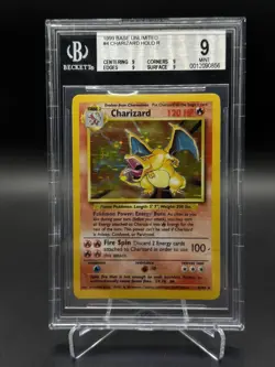 Charizard 1999 BGS 9 Pokemon Base Unlimited #4/102 Holo Non-Shadowless Rare MINT - Image 1