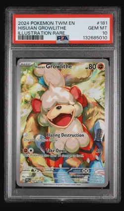 Pokemon Twilight Masquerade Hisuian Growlithe Illustration Card 181/167 PSA 10 - Image 1