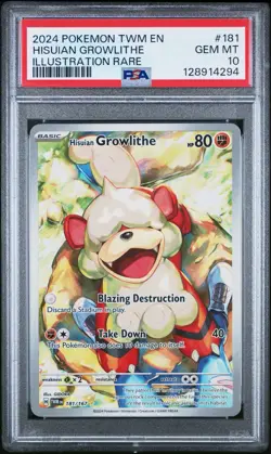 Pokemon Twilight Masquerade Illustration Rare Hisuian Growlithe #181/167 PSA 10 - Image 1