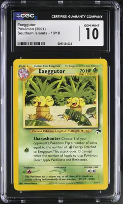 CGC 10 Exeggutor Southern Islands 13/18 Graded Pokemon Card - Image 1