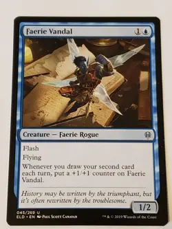 Faerie Vandal Throne of Eldraine Mtg Card Mint Condition - Image 1