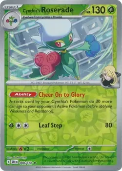 Cynthia’s Roserade 008/182 Reverse Holo Destined Rivals Pokemon Card Near Mint - Image 1
