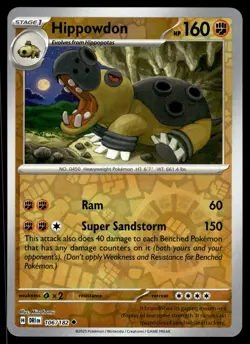 HIPPOWDON - 106/182 Uncommon Destined Rivals Pokemon Reverse Holo NM - Image 1