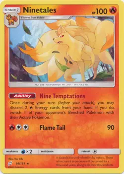 Pokemon - Ninetales - 16/181 - Rare - Sun and Moon Team Up - NM - Image 1