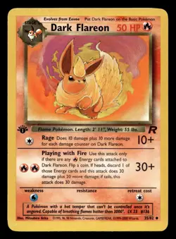 Dark Flareon 35/82 Uncommon Team Rocket 1st Edition WOTC Pokemon LP - Image 1