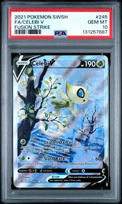 2021 POKEMON SWORD & SHIELD FUSION STRIKE #245 FULL ART/CELEBI V PSA 10 - Image 1