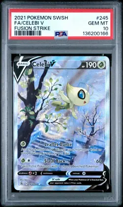2021 POKEMON SWORD & SHIELD FUSION STRIKE 245 FULL ART CELEBI V PSA 10 - Image 1