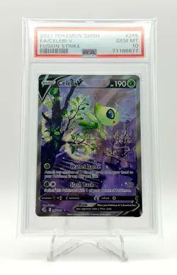2021 POKEMON FUSION STRIKE FULL ART CELEBI V 245/264 PSA 10 - Image 1