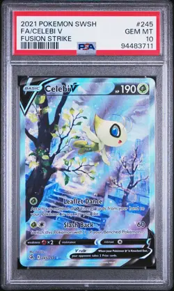 2021 POKEMON SWORD & SHIELD FUSION STRIKE #245 FULL ART/CELEBI V PSA 10 - Image 1