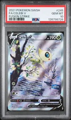 2021 POKEMON SWORD & SHIELD FUSION STRIKE #245 FULL ART/CELEBI V PSA 10 - Image 1