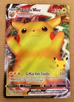 Pokemon Pikachu TCG VMAX SWSH062 Celebrations Full Art Black Star Promo NM/M - Image 1