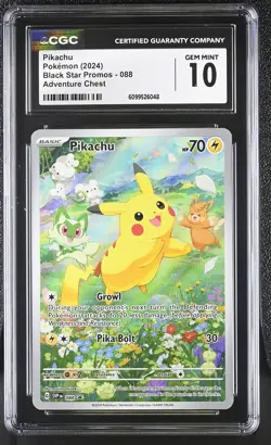 CGC 10 Pikachu 088 Black Star Promo Adventure Chest Pokemon Card - Image 1
