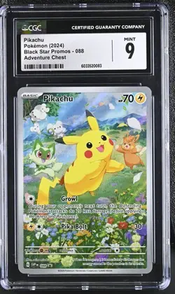 CGC 9 PIKACHU 088 BLACK STAR PROMO SVP EN PALDEA ADVENTURE CHEST POKEMON MINT - Image 1