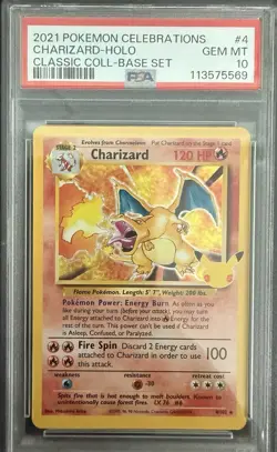 Charizard Holo #4/102 - 2021 Pokemon Celebrations Classic Collection Base PSA 10 - Image 1