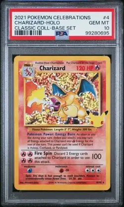 2021 Pokemon TCG Charizard 4/102 Celebrations: Classic Collection Holo PSA 10 - Image 1