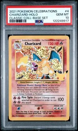 Pokemon 2021 Celebrations Classic Collection Charizard 4/102 Holo, PSA 10 - Image 1