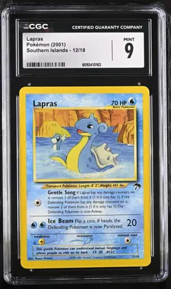 CGC 9 MINT Lapras 2001 Southern Islands 12/18 Pokemon Card - Image 1