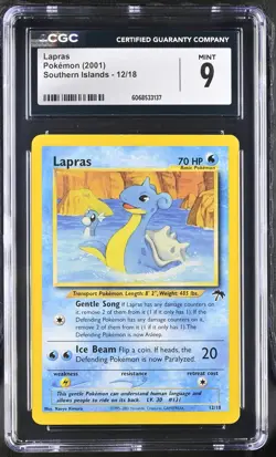 CGC 9 MINT Lapras 2001 Southern Islands 12/18 Pokemon Card - Image 1