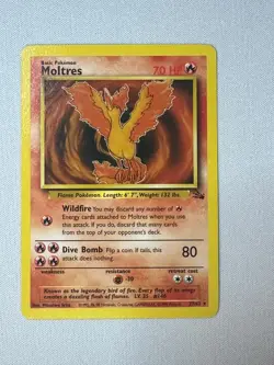 Pokemon TCG Pokemon Fossil Moltres Non-Holo Rare 27/62 NM/LP - Image 1