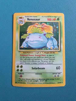Venusaur 15/102 Pokemon Card TCG Base Set Unlimited Holo Rare MP - Image 1
