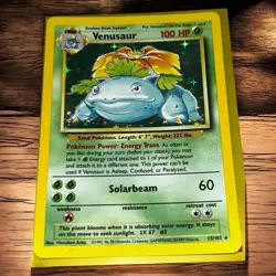 Venusaur 15/102 Base Set Unlimited Holo Rare Pokemon Card English WOTC MP - Image 4