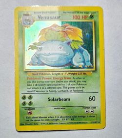 Venusaur Pokemon Card Unlimited Base Set - Holo Rare - MP Condition - 15/102 - Image 1