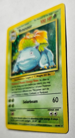 Venusaur Pokemon Card Unlimited Base Set - Holo Rare - MP Condition - 15/102 - Image 3