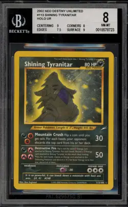 Pokemon Shining Tyranitar Neo Destiny Unlimited Holo Secret Rare #113 BGS 8 - Image 1