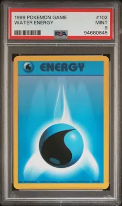 1999 Pokemon Game #102 Water Energy Card Graded PSA 9 MINT Collectible - Image 1