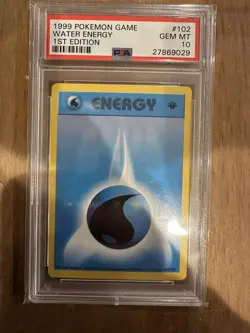 1999 Pokemon Game Water Energy #102 1st Edition PSA 10 - Image 1