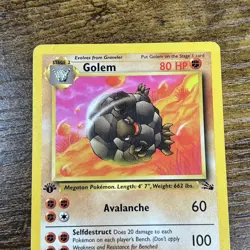Golem Fossil 36/62 1st Edition Pokemon Card Kagemaru Himeno Art - Image 2