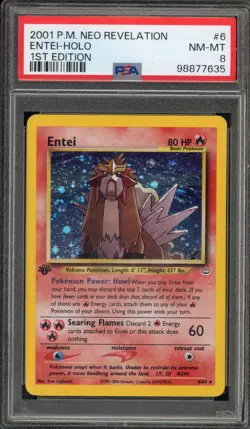 Pokemon Entei Neo Revelation 1st Edition Holo Rare #6 PSA 8 - Image 1