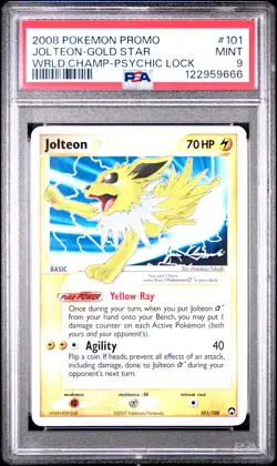 2008 POKEMON WORLD CHAMPIONSHIPS PROMO PSYCHIC LOCK #101 JOLTEON-GOLD STAR PSA 9 - Image 1