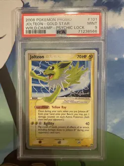2008 POKEMON WORLD CHAMPIONSHIPS PROMO PSYCHIC LOCK #101 JOLTEON-GOLD STAR PSA 9 - Image 1