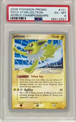 2008 Pokemon World Championships Promo #101 Jolteon-Gold Star Psychic Lock PSA 6 - Image 1