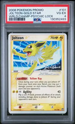 2008 POKEMON WORLD CHAMPIONSHIPS PROMO PSYCHIC LOCK #101 JOLTEON-GOLD STAR PSA 4 - Image 1