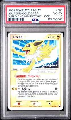 2008 POKEMON WORLD CHAMPIONSHIPS PROMO PSYCHIC LOCK #101 JOLTEON-GOLD STAR PSA 4 - Image 1