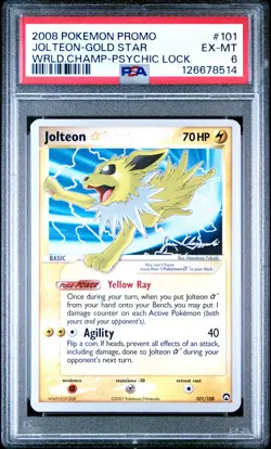 2008 POKEMON WORLD CHAMPIONSHIPS PROMO PSYCHIC LOCK #101 JOLTEON-GOLD STAR PSA 6 - Image 1