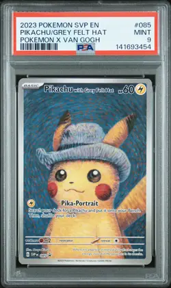 2023 POKEMON SVP EN-SV BLACK STAR PROMO #085 PIKACHU WITH GREY FELT HAT PSA 9 - Image 1