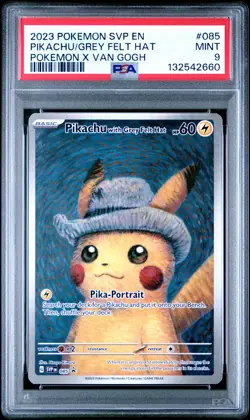2023 POKEMON SVP EN-SV BLACK STAR PROMO #085 PIKACHU WITH GREY FELT HAT PSA 9 - Image 1