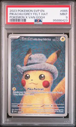 2023 POKEMON SVP EN-SV BLACK STAR PROMO #085 PIKACHU WITH GREY FELT HAT PSA 9 - Image 1
