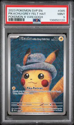 2023 POKEMON SVP EN-SV BLACK STAR PROMO #085 PIKACHU WITH GREY FELT HAT PSA 9 - Image 1