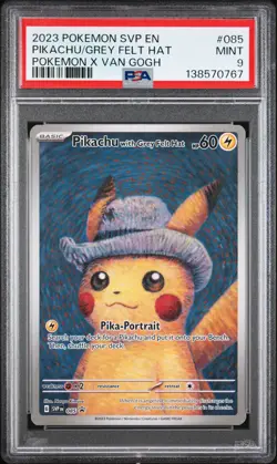 2023 POKEMON SVP EN-SV BLACK STAR PROMO #085 PIKACHU WITH GREY FELT HAT PSA 9 - Image 1