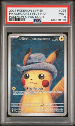 2023 POKEMON SVP EN-SV BLACK STAR PROMO #085 PIKACHU WITH GREY FELT HAT PSA 9 - Image 1