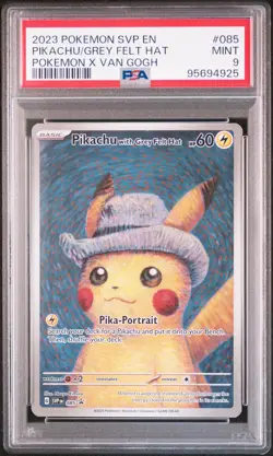2023 POKEMON SVP EN-SV BLACK STAR PROMO #085 PIKACHU WITH GREY FELT HAT PSA 9 - Image 1